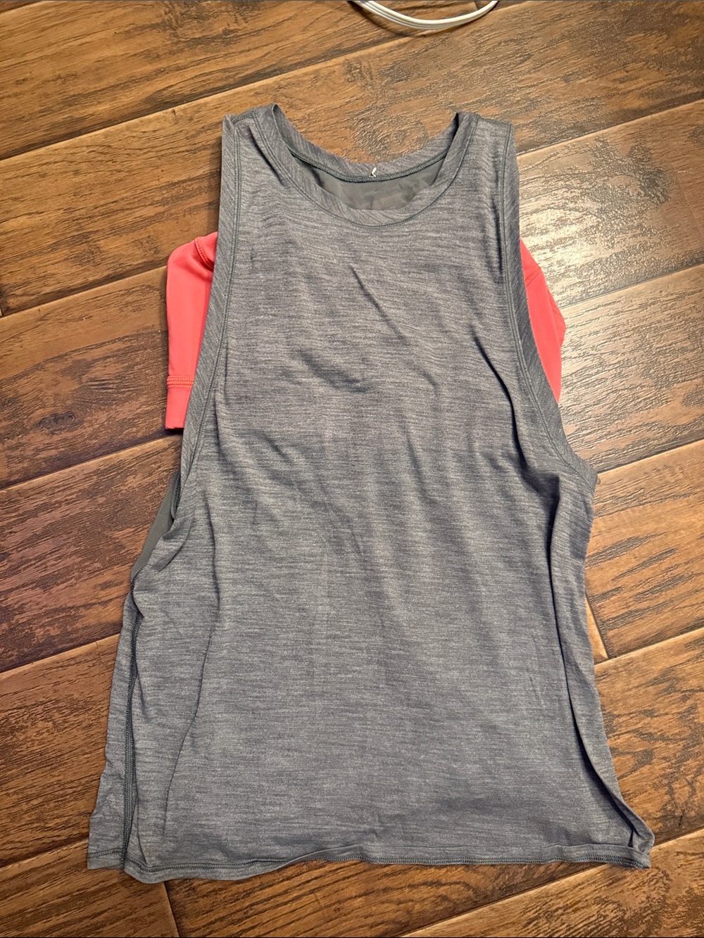 lululemon athletica Gray Tank Top with Coral attached bra Accents